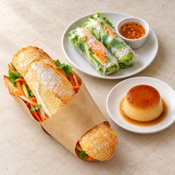 BANH MI CON EL ENTRANTE O EL POSTRE